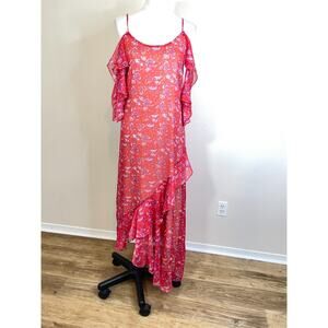 Adelyn Rae Womens Cold Shoulder Maxi Dress Size Small Pink Floral Ruffles